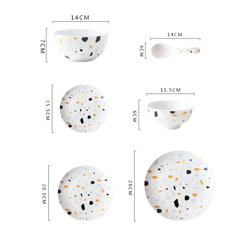 Afralia™ Terrazzo Ceramic Tableware Set