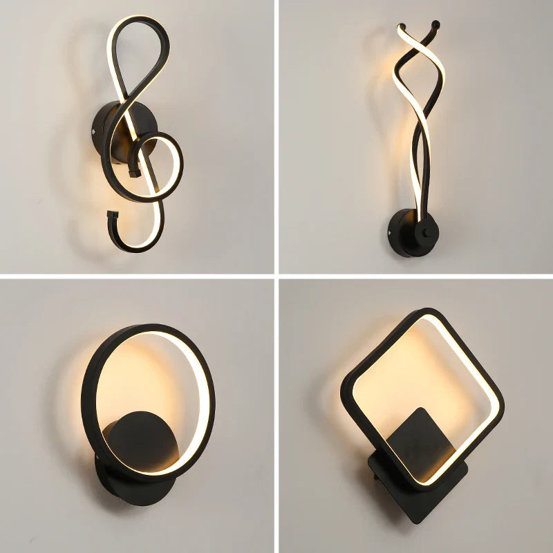 Afralia™ Nordic Black & White Wall Light: Creative Indoor Decor LED Bedside Lamp