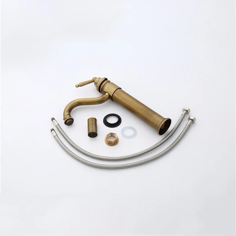 Afralia™ Classic Style Copper Basin Faucet Single Handle Hot Cold Water Mixer