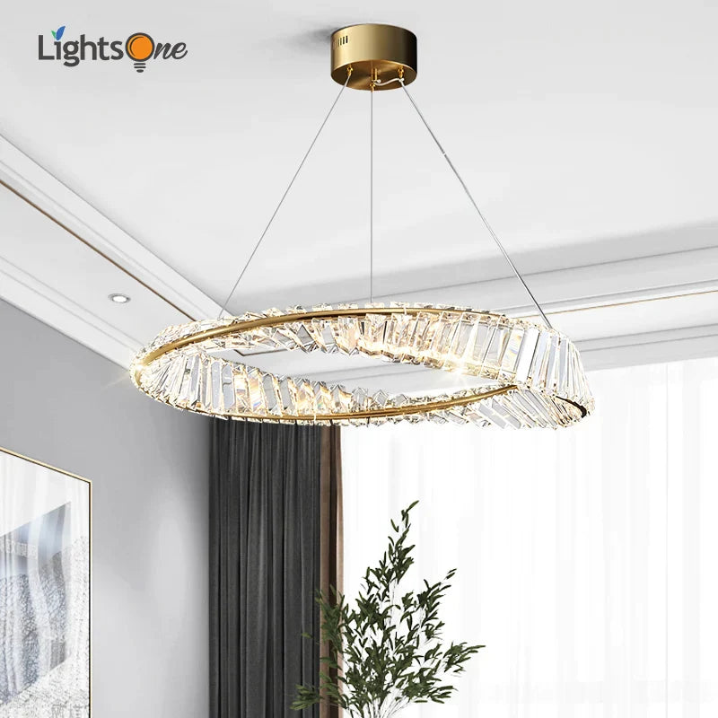 Afralia™ Crystal Ring Light: Postmodern Round Chandelier for Living Room, Bedroom, Dining Room