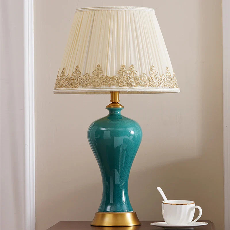 Afralia™ American Luxury Ceramic Table Lamp - European Style Bedroom Bedside Light