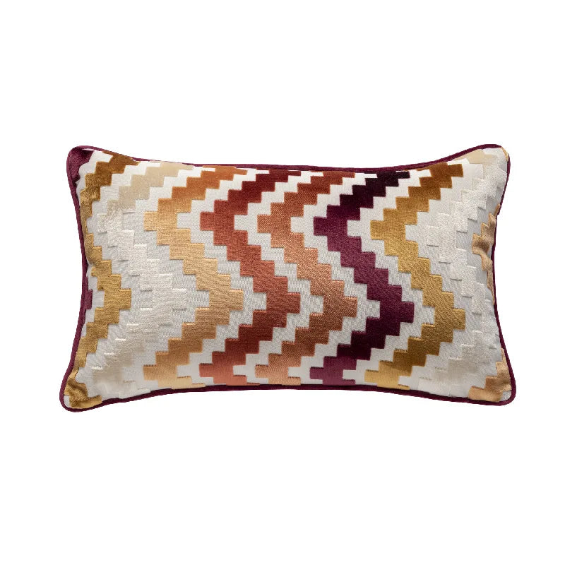 Afralia™ Zigzag Grey Coffee Blue Velvet Cushion Cover - 45x45cm/30x50cm/50x50cm