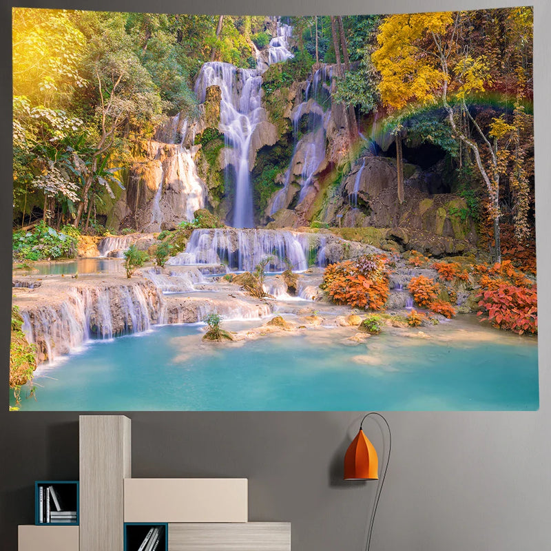 Boho Chic Afralia™ Forest Waterfall Tapestry - Large Sofa Blanket & Yoga Mat