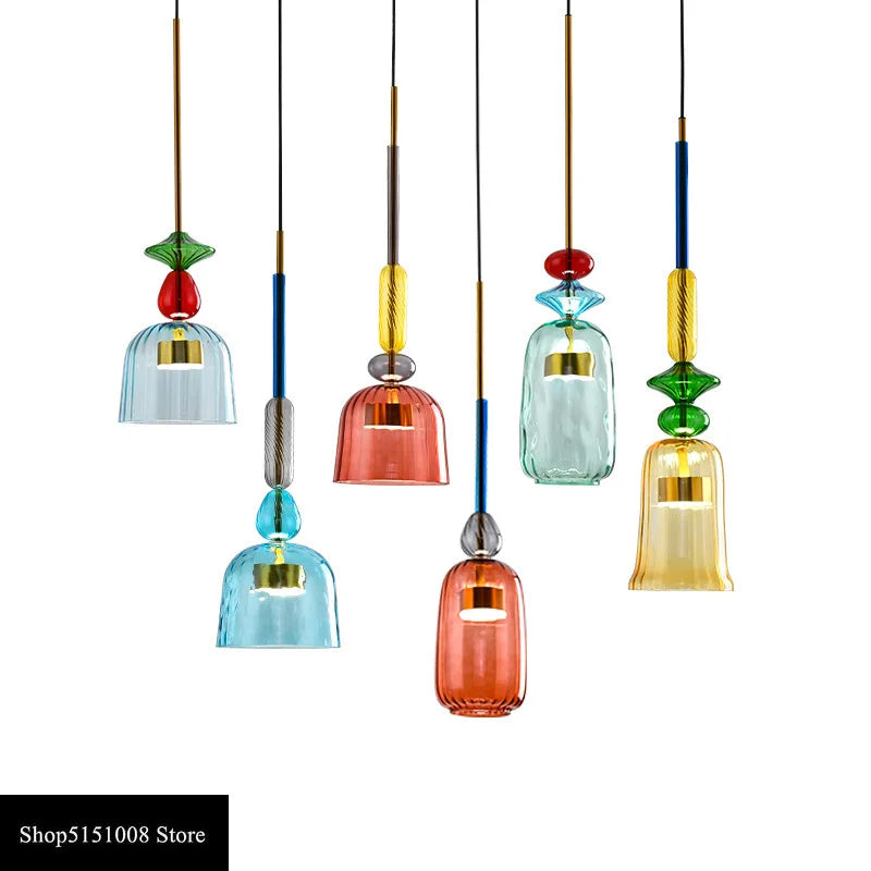 Afralia™ Nordic Glass Candy Pendant Lights for Modern Living Room, Bedroom & Children's Room