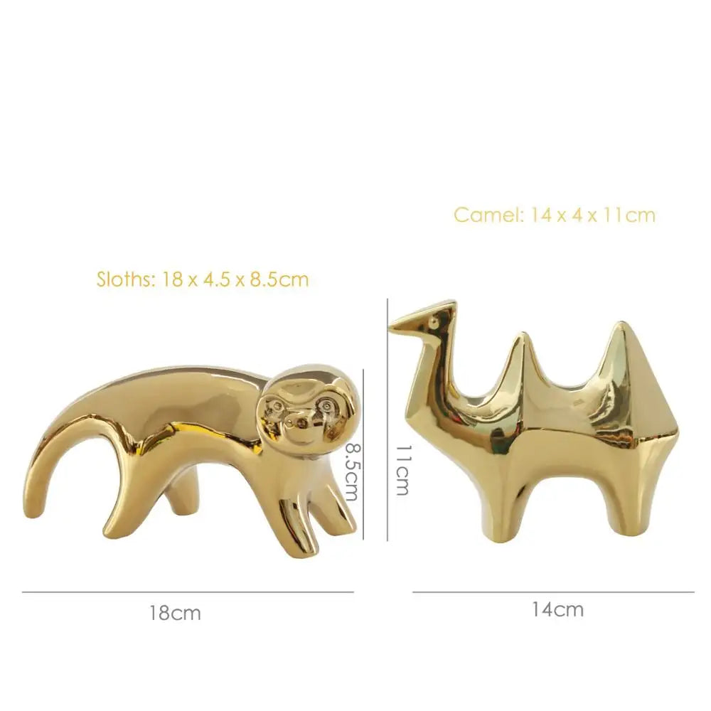 Afralia™ Gold Camel Ceramic Figurines, Bird Ornaments, Home Decor Accessories