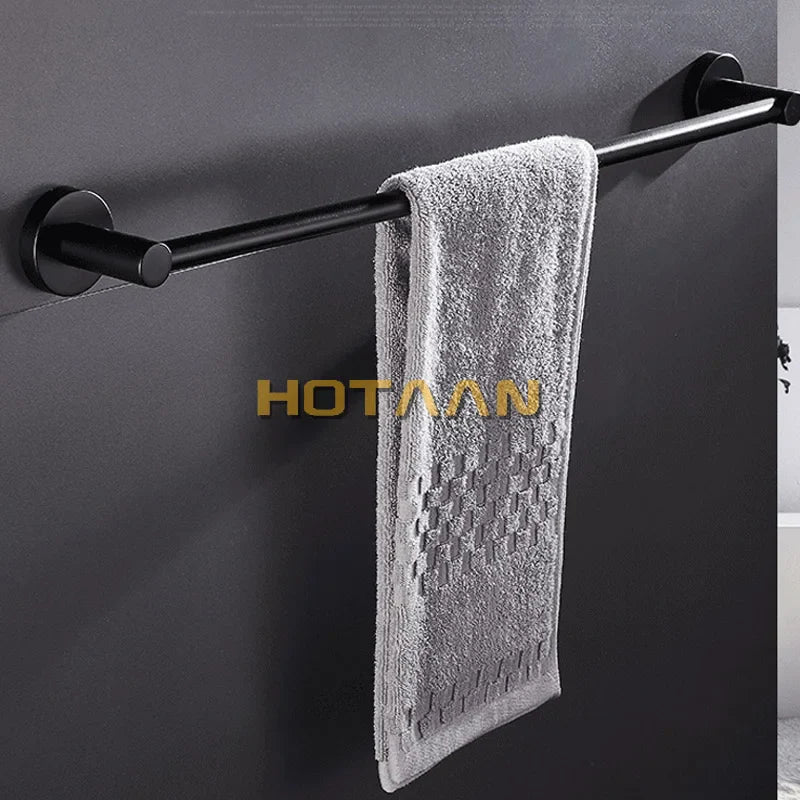 Afralia Matte Black Wall Mounted Towel Bar - Modern Bathroom Accessories Holder