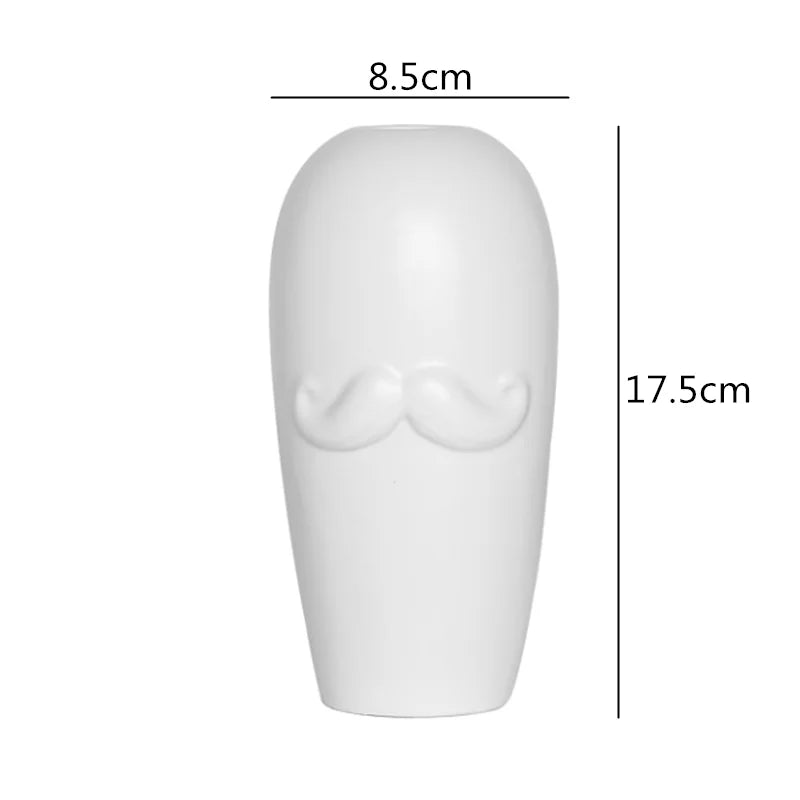 Afralia™ Abstract Character White Ceramics Vase Home Decor Handcrafted Modern Flower Arrangement