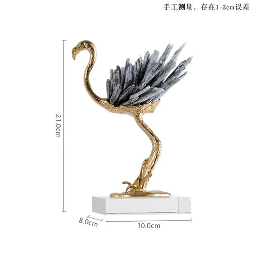 Afralia™ Golden Crane Copper Crystal Handmade Home Decor Craft