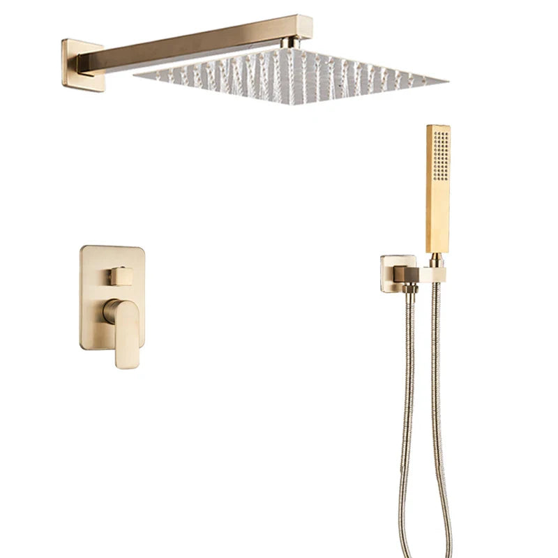 Afralia™ Brushed Gold Concealed Shower Mixer Control Valve Round/Square Box Faucet