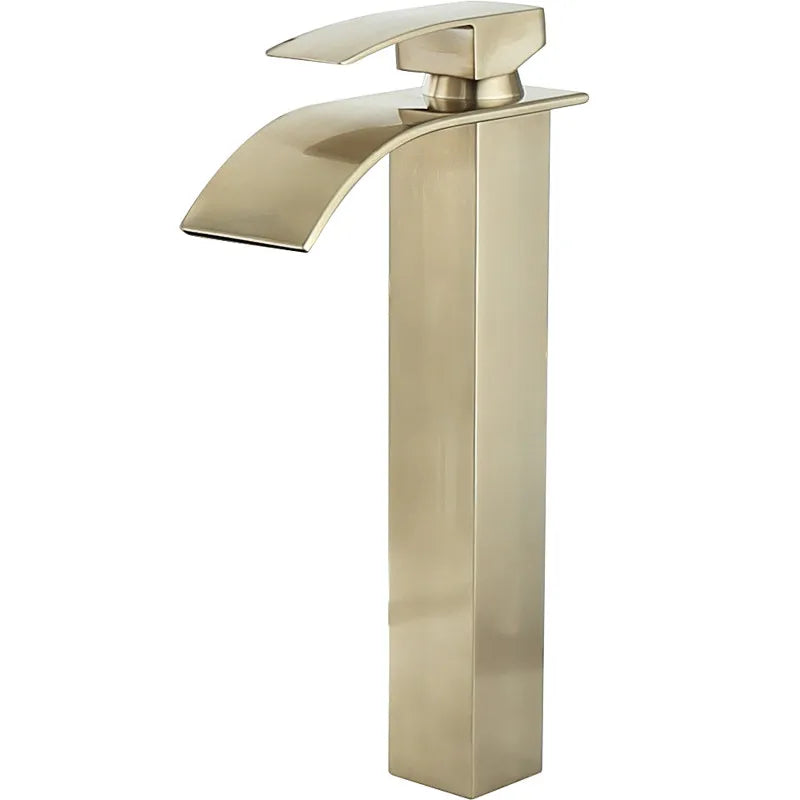 Afralia™ Brushed Gold Basin Faucet: Solid Brass Single Handle Mixer Tap, Deck Mounted.