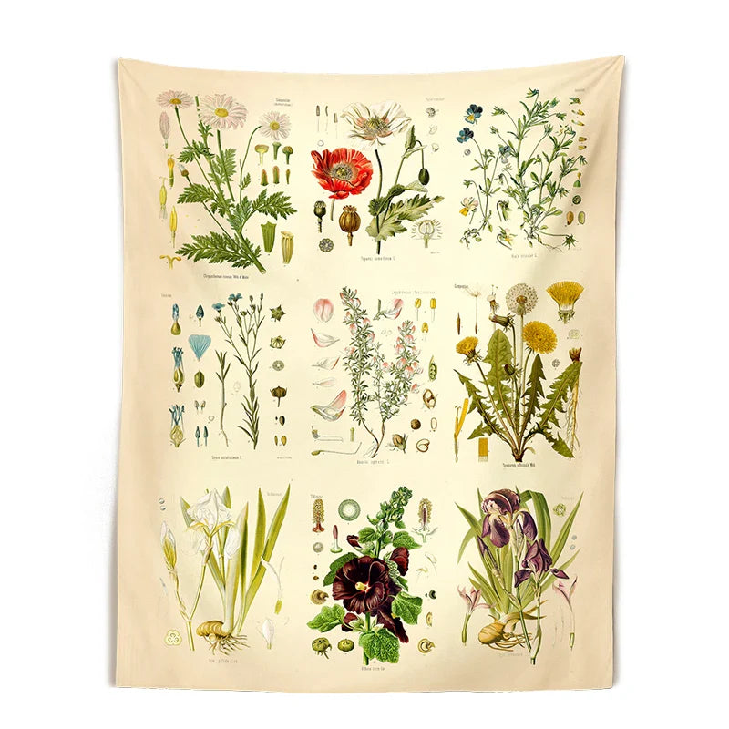 Afralia™ Wildflower Garden Tapestry Wall Hanging: Vintage Floral Art Tapestries for Colorful Home Decor