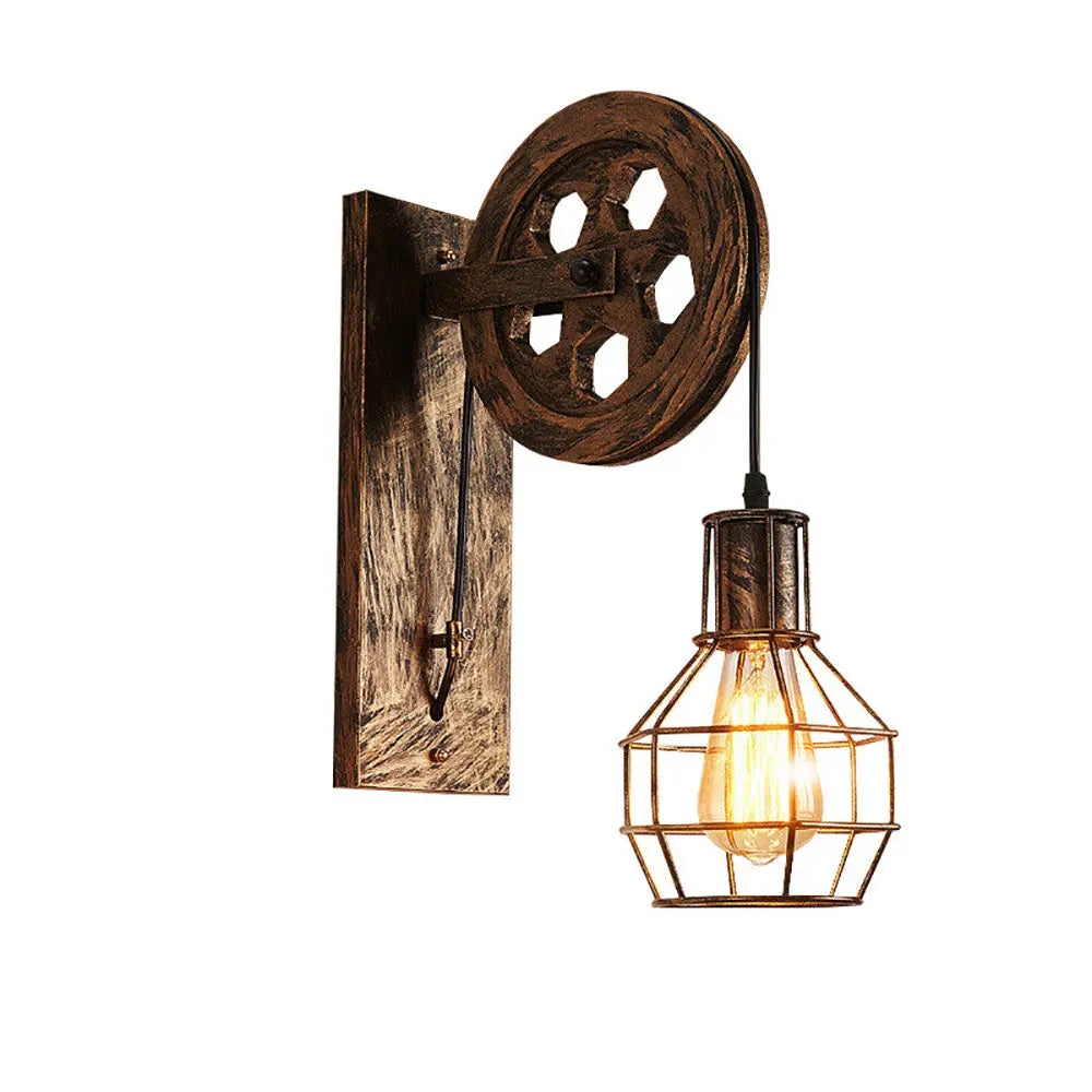 Afralia™ Industrial Iron Wall Sconce LED Fixture for Cafe Bar Loft Decoration
