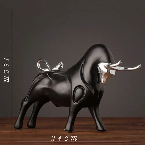 Afralia™ Bull Sculpture Resin Animal Statue Home Decor Craft Figurine