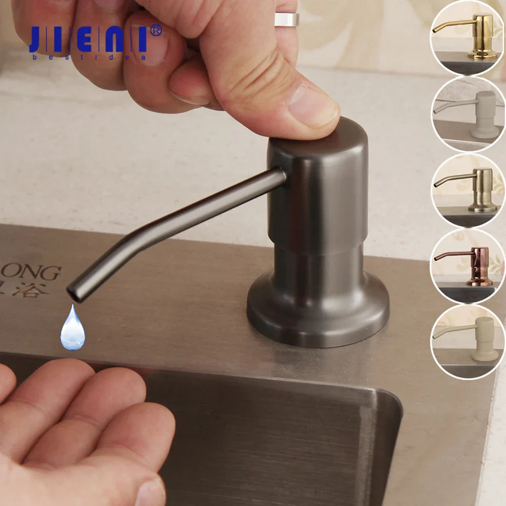 Afralia™ Grey/Rose Gold ABS Soap Dispenser for Kitchen Bathroom Sink, 6 Colors Liquid Soap