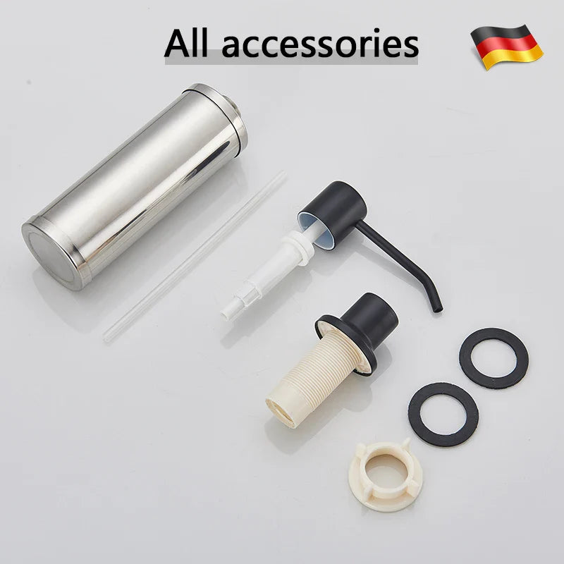 Afralia™ 220ML Black Kitchen Soap Dispenser Stainless Steel Head, 3 Colors Liquid Detergent Bottle