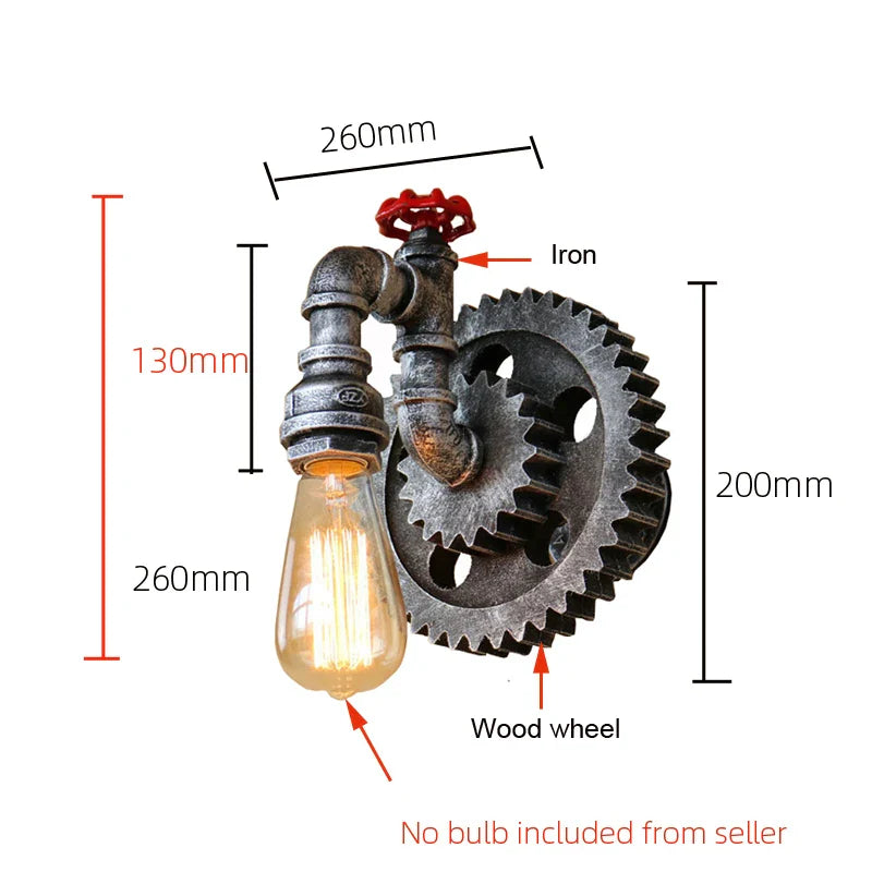 Afralia™ Vintage Iron Pipe Wall Lamps Retro Loft Living Room Bedroom Creative Wall Sconce