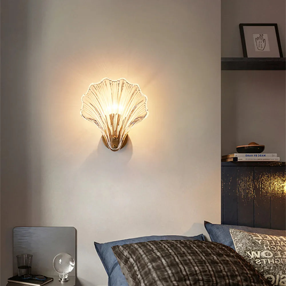 Afralia™ Crystal Shell Wall Light: Minimalist LED Lighting for Bedroom, Study, Living Room