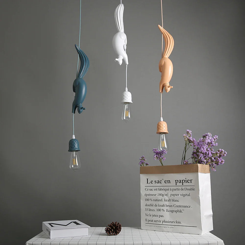 Nordic Squirrel Resin Pendant Light for Indoor Decor by Afralia™