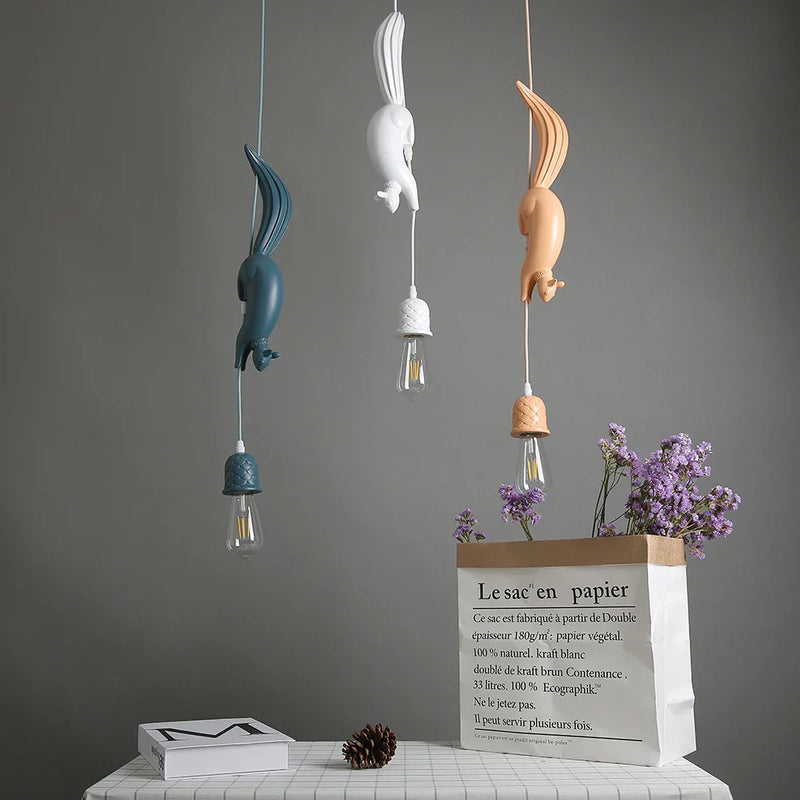 Nordic Squirrel Resin Pendant Light for Indoor Decor by Afralia™