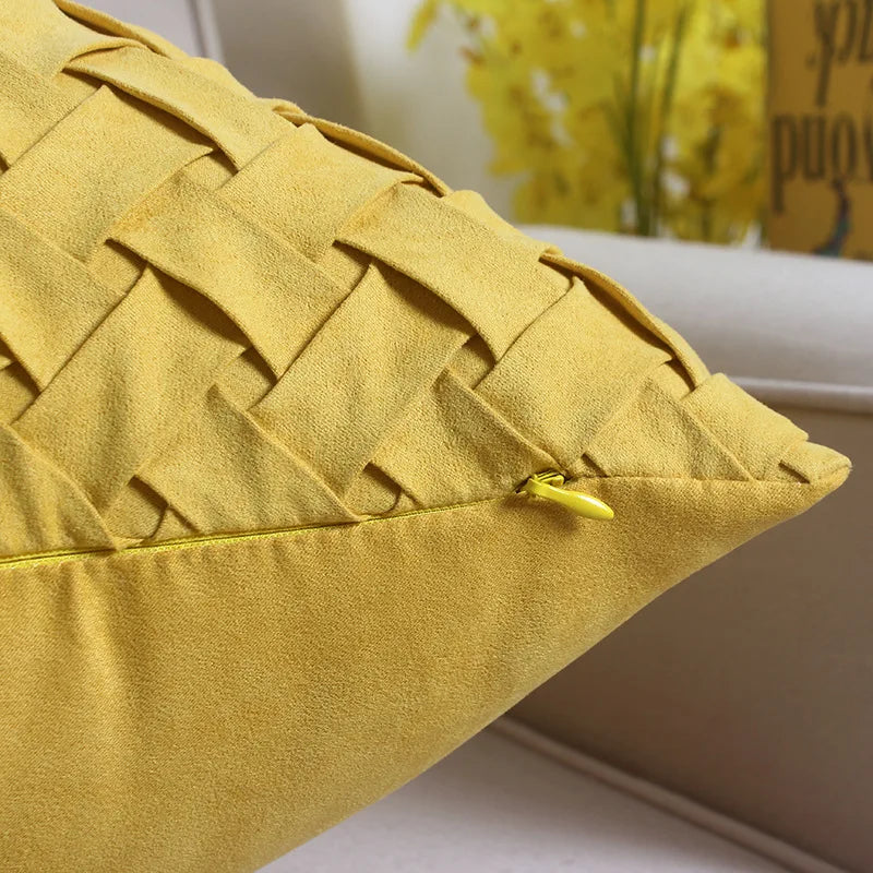 Afralia™ Yellow Woven Faux Suede Pillowcase 30x50cm