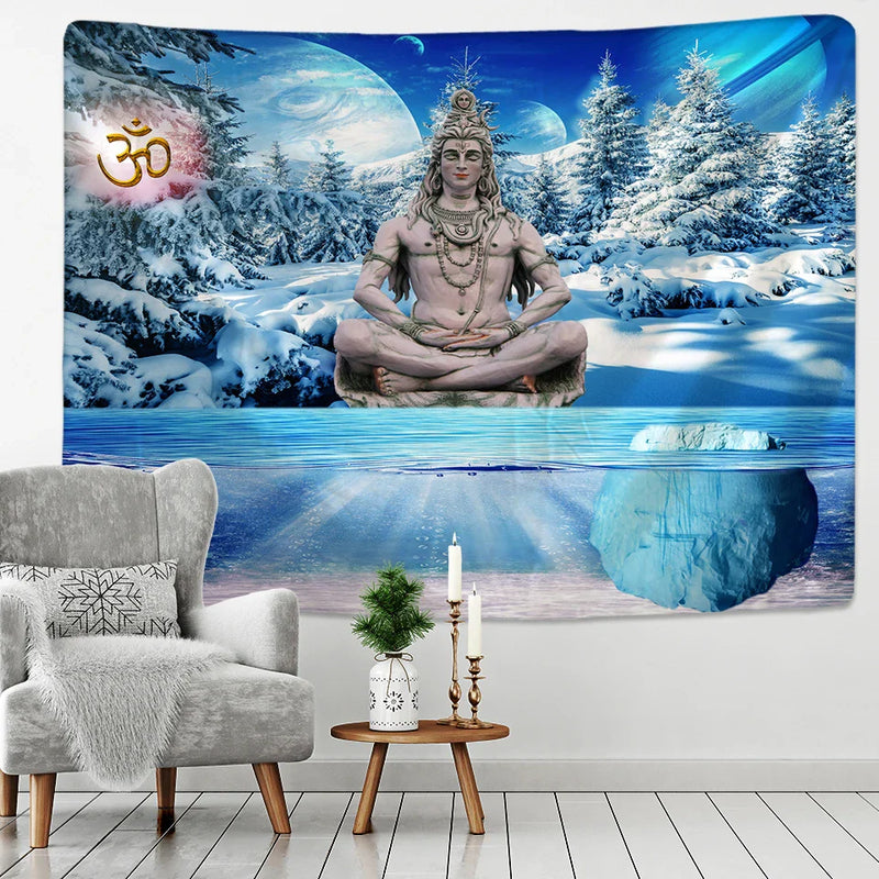 Afralia™ Buddhism Wall Hanging Tapestry Blanket Rug for Beach, Picnic, Camping