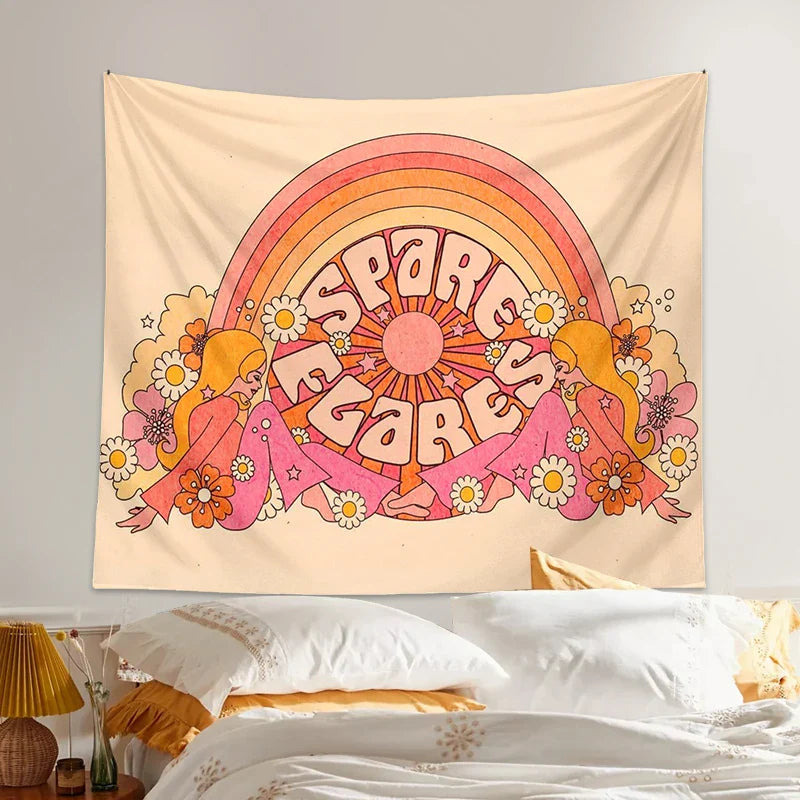 Afralia™ Retro Rainbow Sun Tapestry Wall Hanging for Striking Bohemian Aesthetic