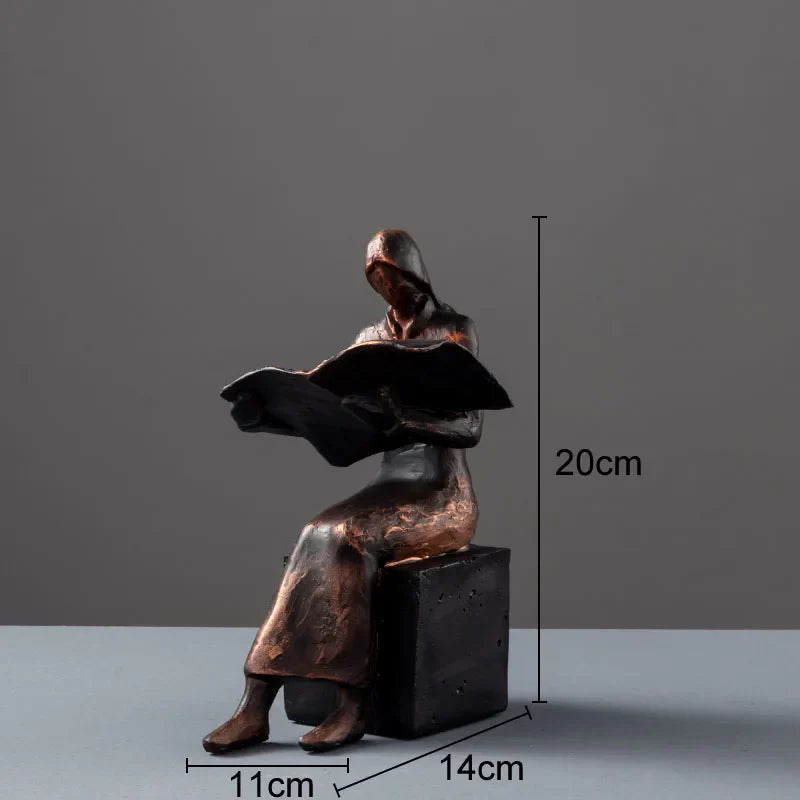 Afralia™ Abstract Figure Sculpture Bookend Resin Statue Desk Decoration Bookshelf Statuette