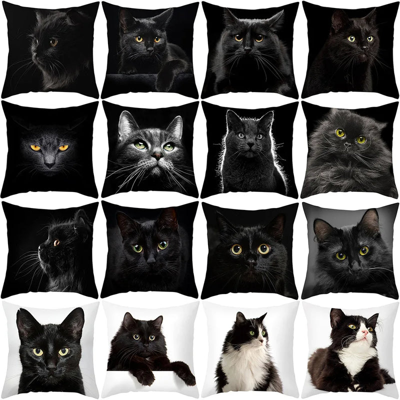 Afralia™ Black Cat Pillowcases - Cute Kitty Animal Lover Cushion Cover