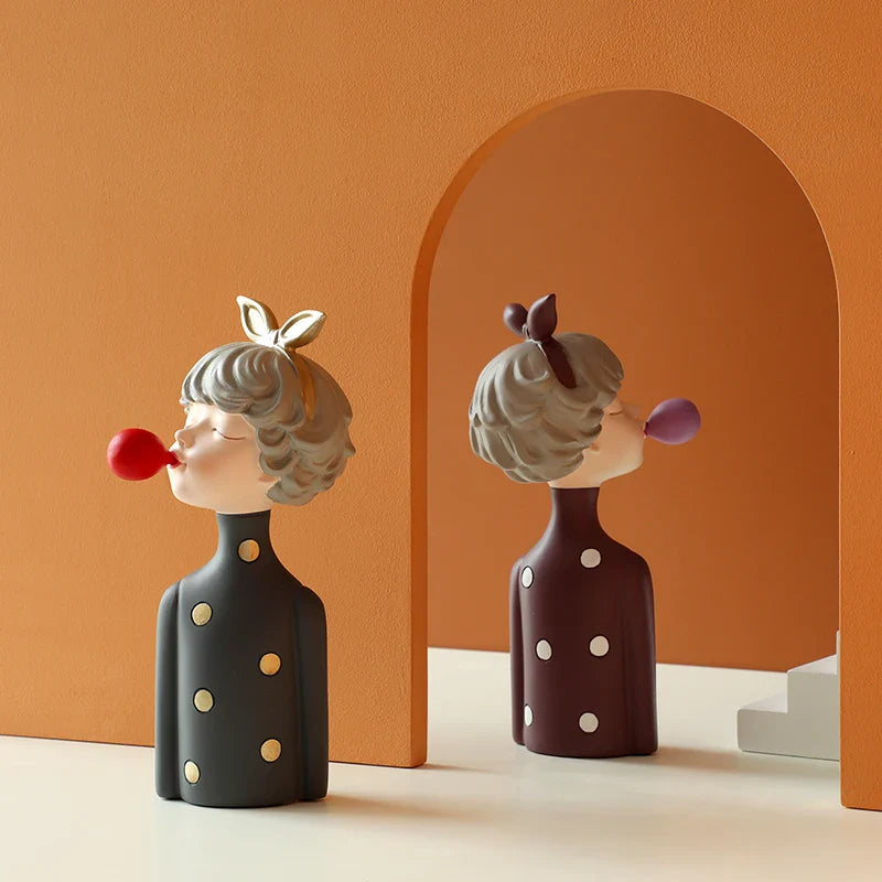 Afralia™ Bubble Girl Resin Figurines: Modern Sweet Young Girl Decor for Home, Weddings, Birthdays