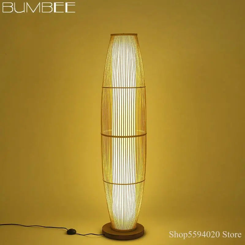 Afralia™ Bamboo Floor Lamp: Modern Minimalist Living Room Standing Lamp