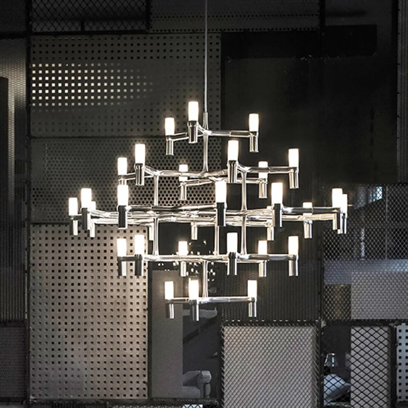 Afralia™ Silver Tube LED Chandelier: Modern Nordic Design for Kitchen, Hotel, and Luxury Spaces