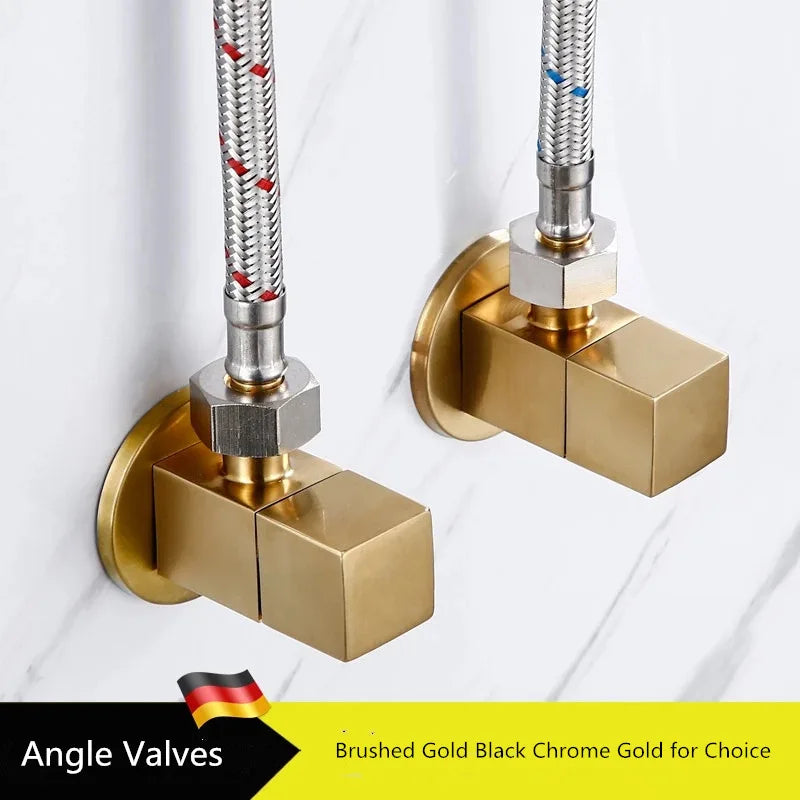 Afralia™ Brass Black Angle Valve for Bathroom Water Control