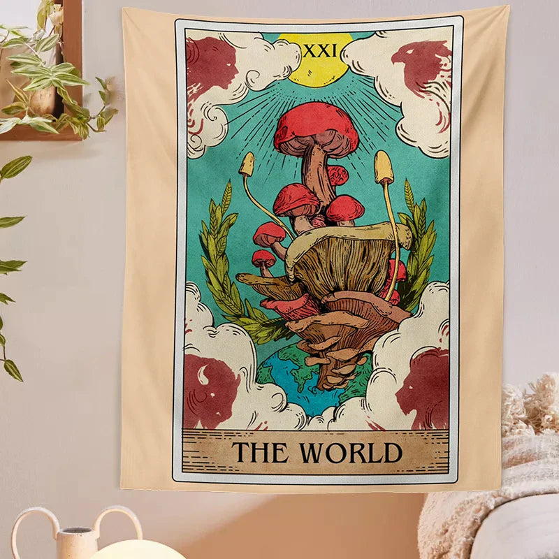 Afralia™ Tarot Mushroom Tapestry Wall Hanging: Hippie Bohemian Psychedelic Home Decor