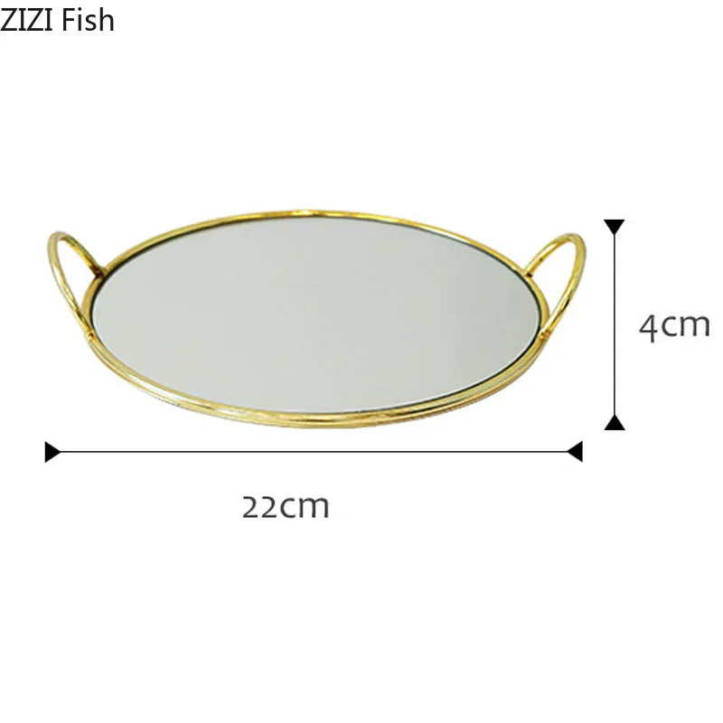 Afralia™ Brass Handle Storage Tray Mirror | Elegant Glass Tray for Home Decor & Gourmet Display