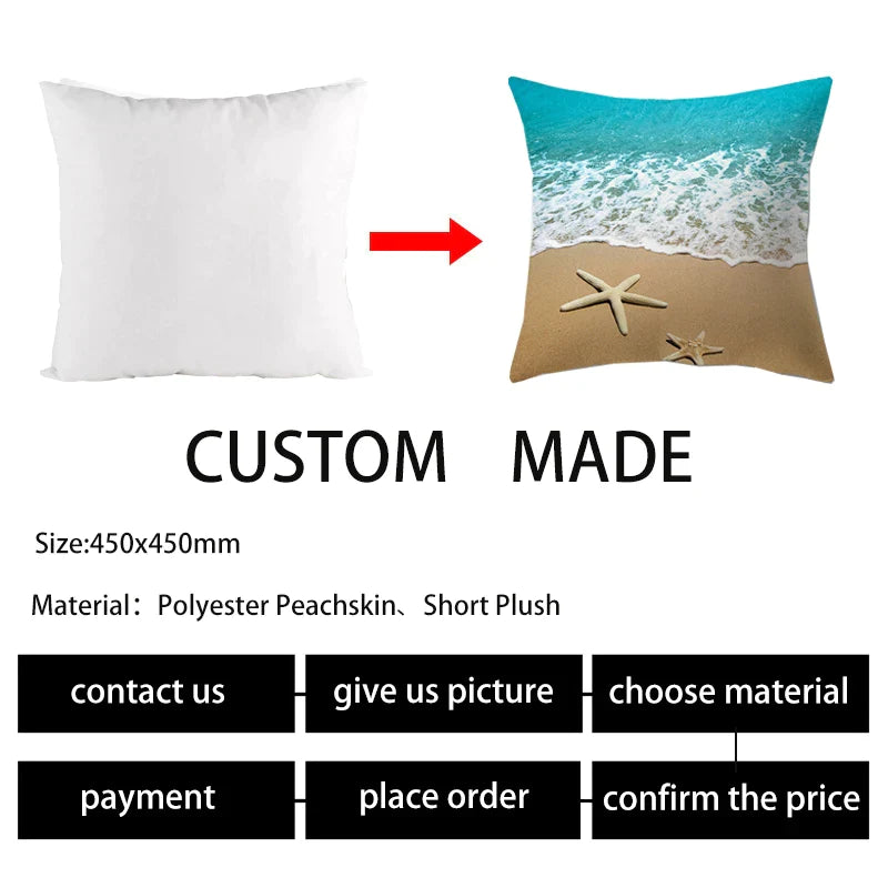 Afralia™ Ocean World Starfish Conch Pillow Case: Beach Landscape Print for Home Decor