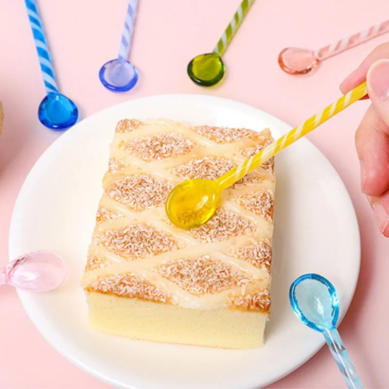 Afralia™ Colorful Glass Stirring Spoon: Cute Long-handle Stirrer for Coffee & Juice