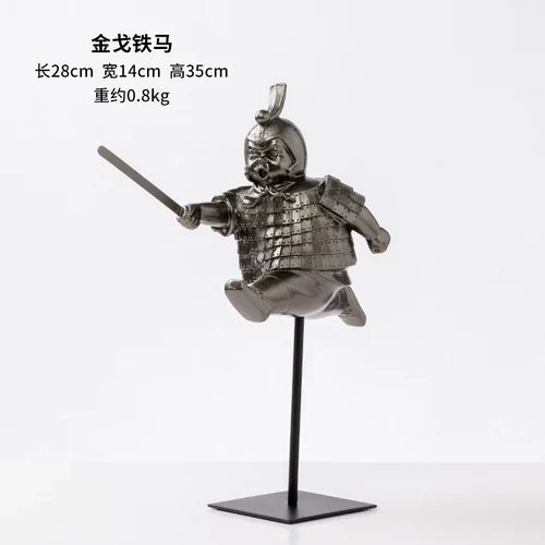 Afralia™ Retro Terracotta Fat Soldier Sculpture Abstract Figure Statue for Home Decor