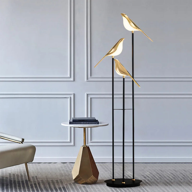 Afralia™ Luxury Bird Floor Lamp: Postmodern LED Golden Garden Study Living Room Lighting