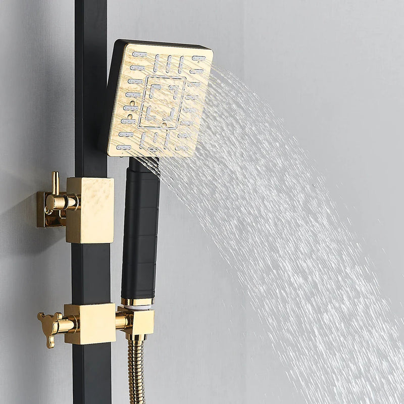 Afralia™ Black Gold Bidet Shower Faucet Set with Hand Shower Mixer Tap