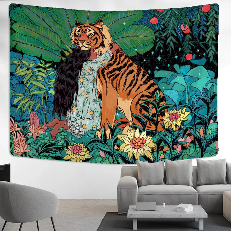 Afralia™ Forest Animal Mandala Tapestry Wall Hanging