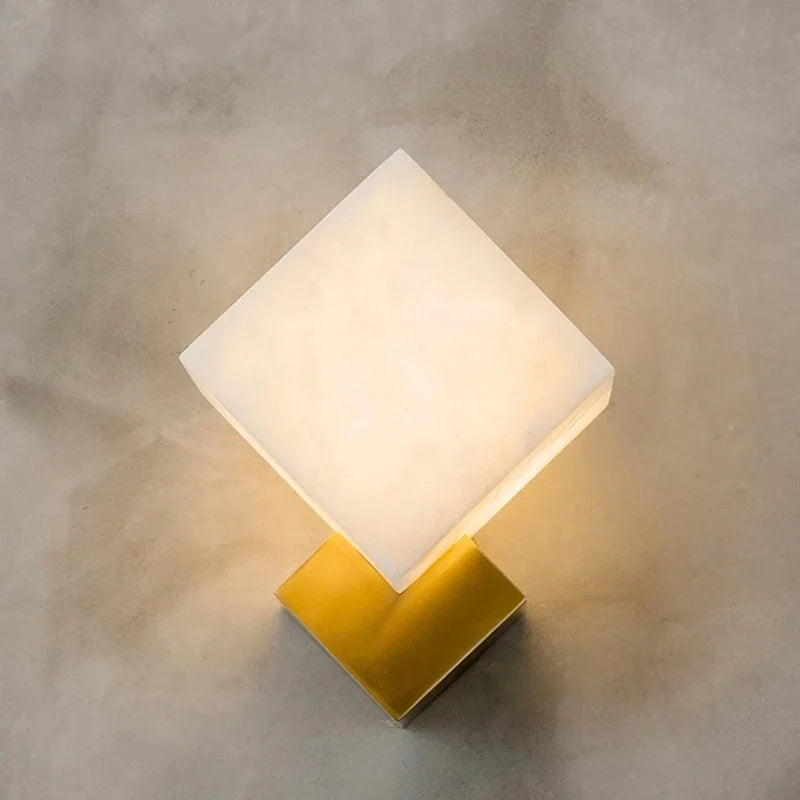 Afralia™ Jade Wall Lamps: Modern LED Square Marble Lighting Fixtures for Home Decor