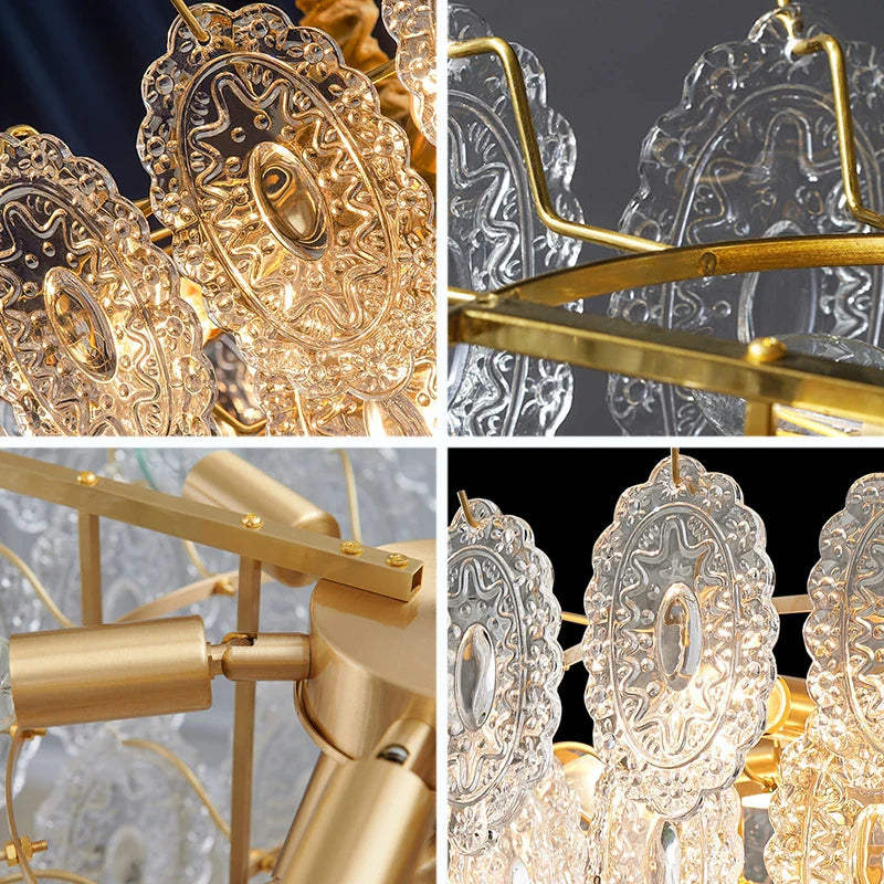 Luxury French Glass Flower Chandelier by Afralia™ - Vintage Nostalgic Modern Design