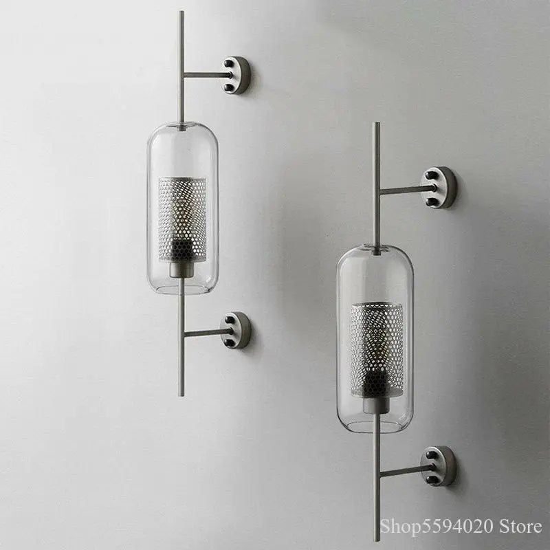Afralia™ Glass Industrial Wall Lights for Living Room Bedroom Dining Room