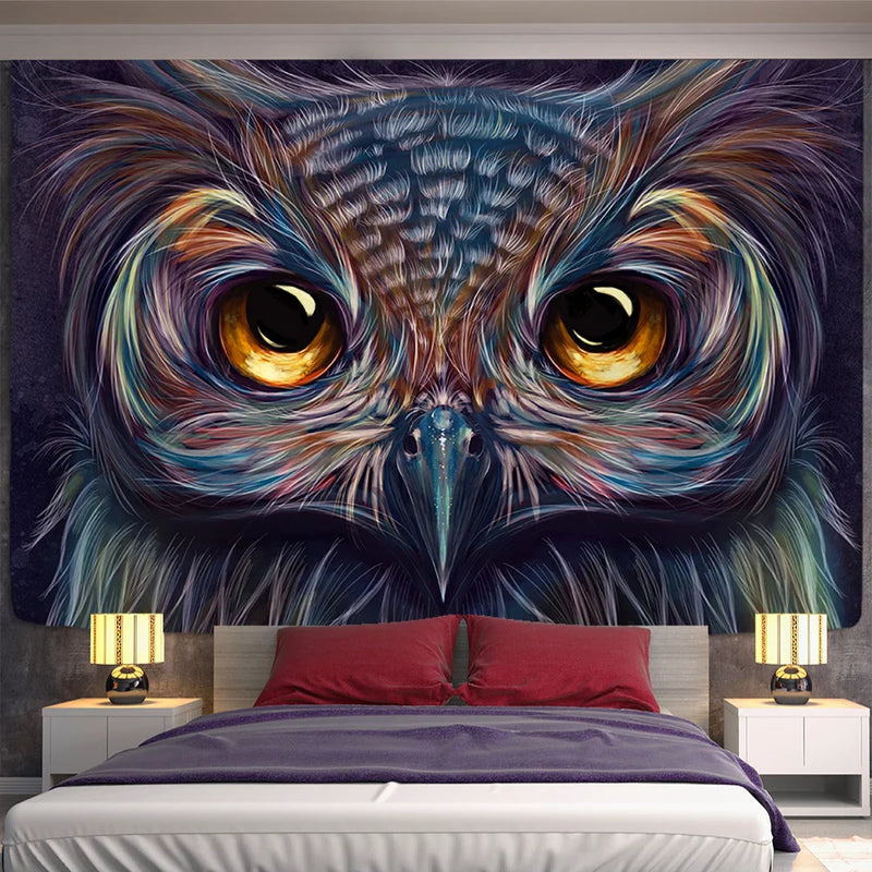 Afralia™ Colorful Owl Tapestry Wall Hanging for Boho Home Decor