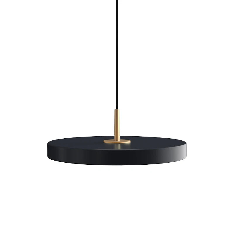 Afralia™ Nordic Round Metal LED Pendant Lights for Kitchen Island Ceiling - Black/White/Blue