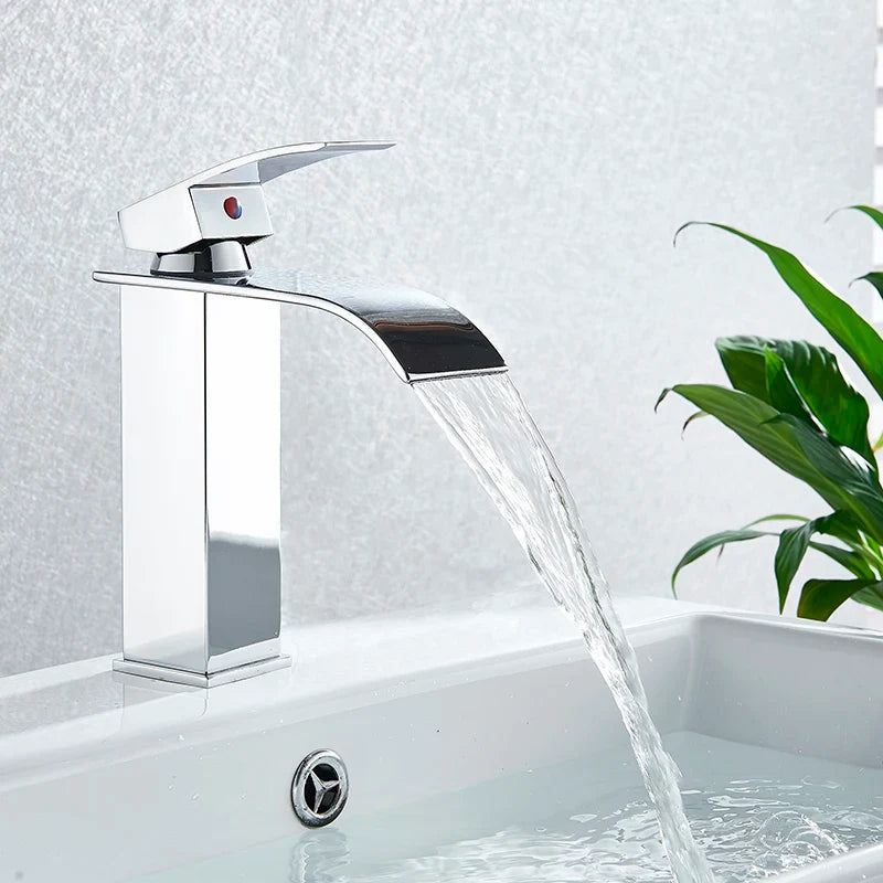 Afralia™ Black Waterfall Basin Faucet Mixer Tap for Vessel Sinks - Single Hole