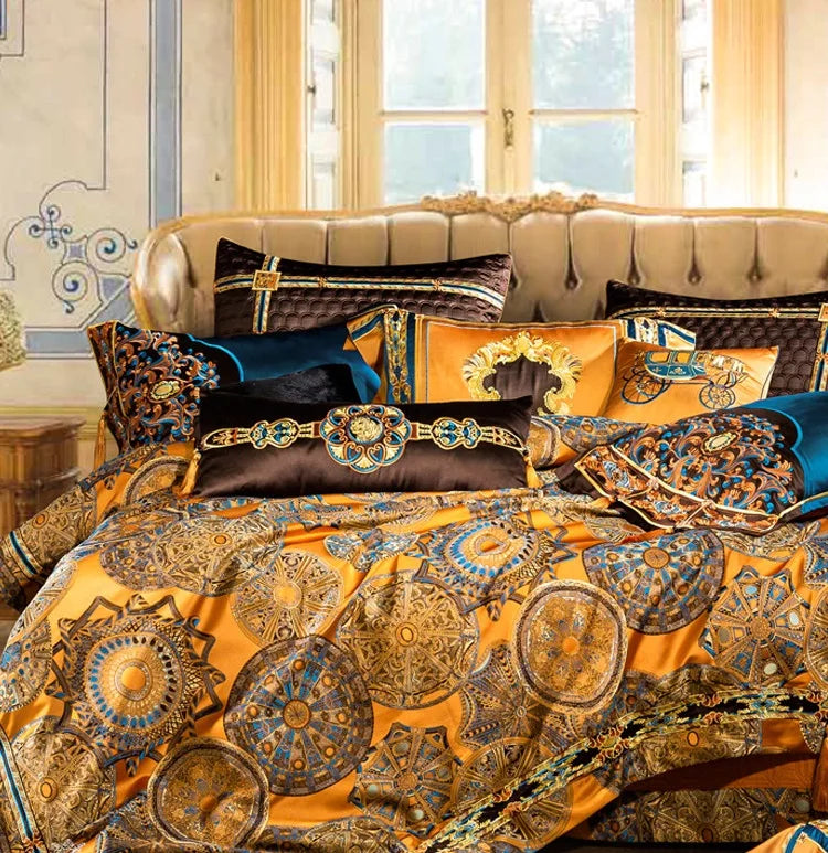 Afralia™ European Brocade Bedding Set with Jacquard Embroidery, Egyptian Cotton Material