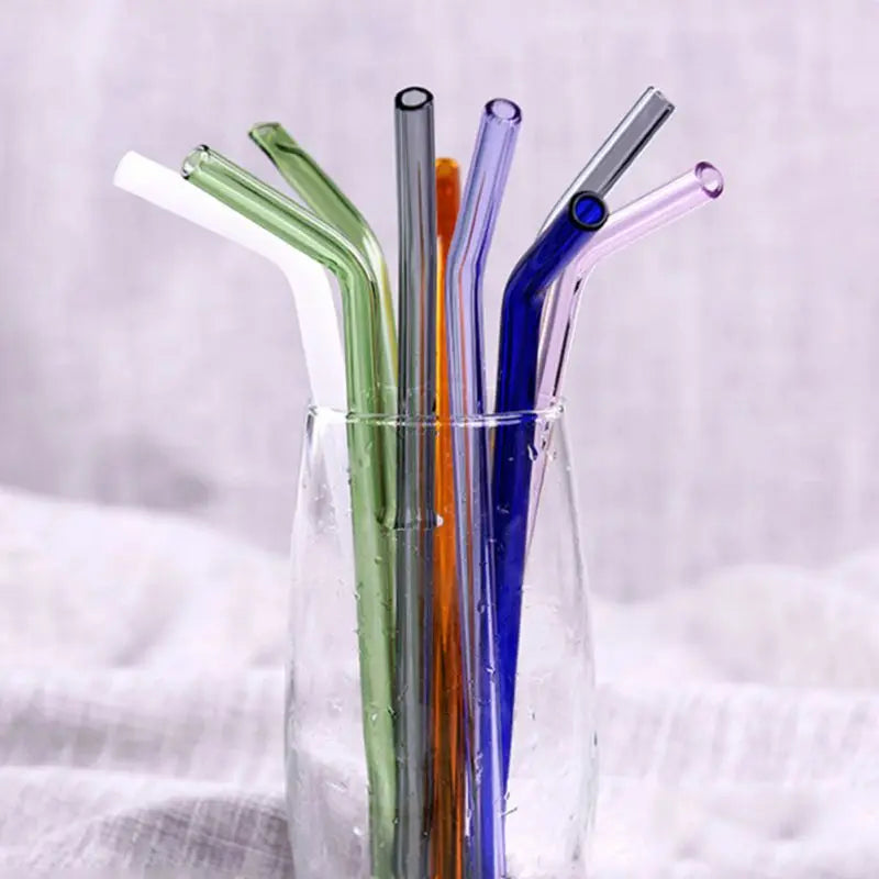 Afralia™ Glass Straws Set - Eco-Friendly Reusable Colorful Drinking Tubes