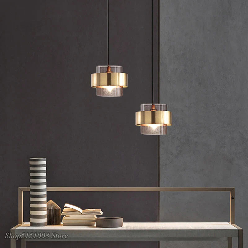 Afralia™ Gold Glass LED Pendant Lights: Modern Nordic Cylindrical Design for Home Decor Fixtures