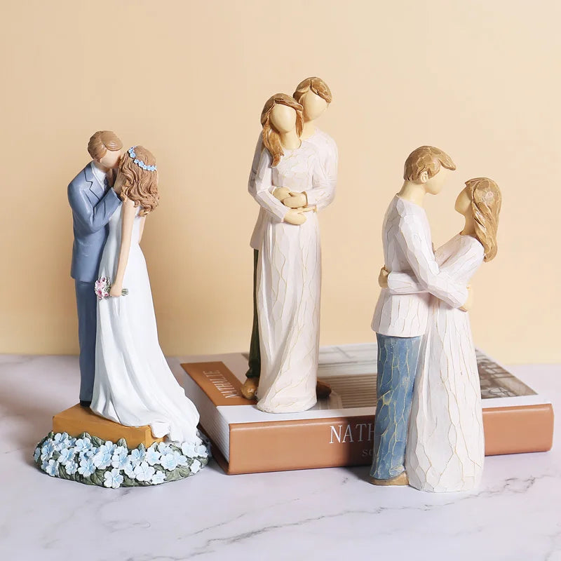 Afralia™ Romantic Resin Couple Figurines for Home Decor and Gifts